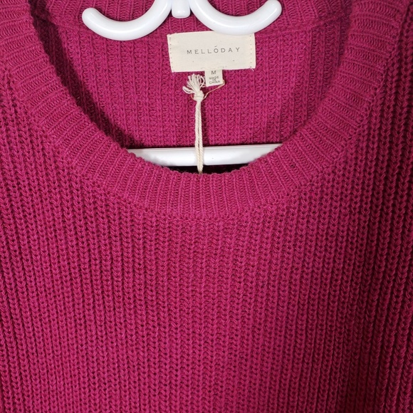 Melloday Dark Pink Oversized Sweater With Pockets - Picture 4 of 4